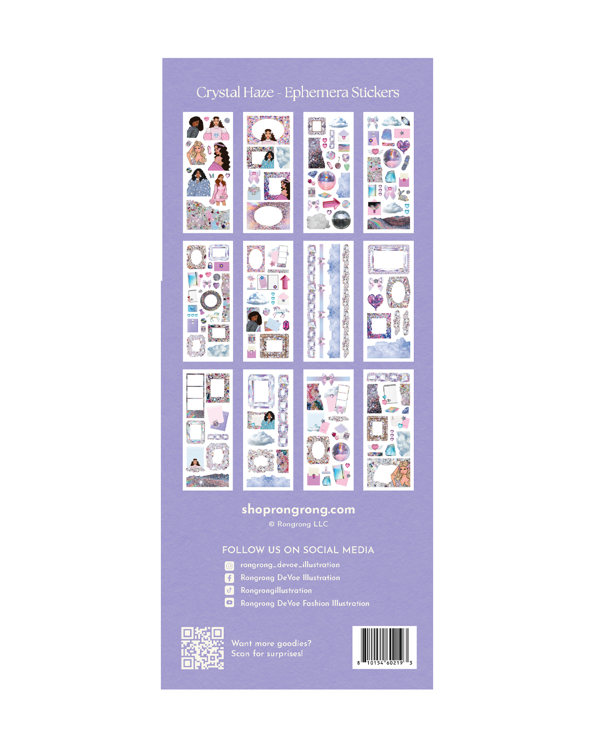 Luxe decorative stickers with iridescent and crystal aesthetic
