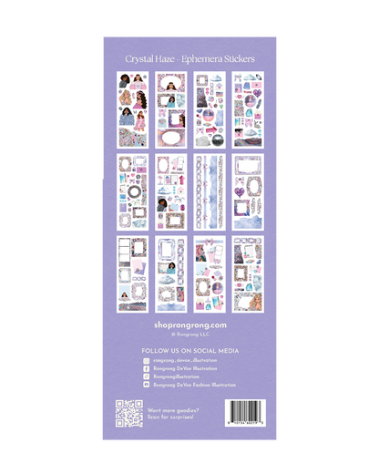 Luxe decorative stickers with iridescent and crystal aesthetic