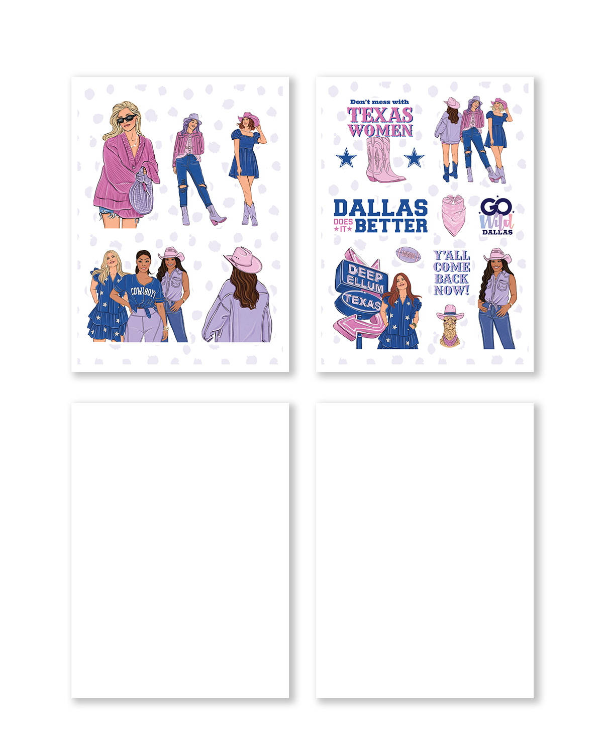 Detailed view of decorative stickers showcasing iconic Dallas attractions and symbols, perfect for planners.