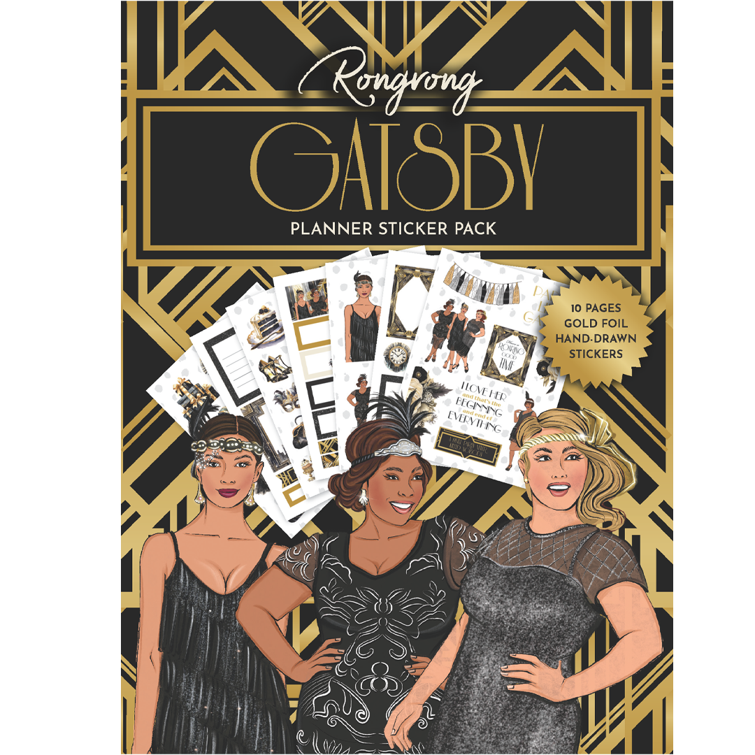 Gatsby Planner Sticker Pack cover featuring elegant gold foil accents and art deco-inspired designs.