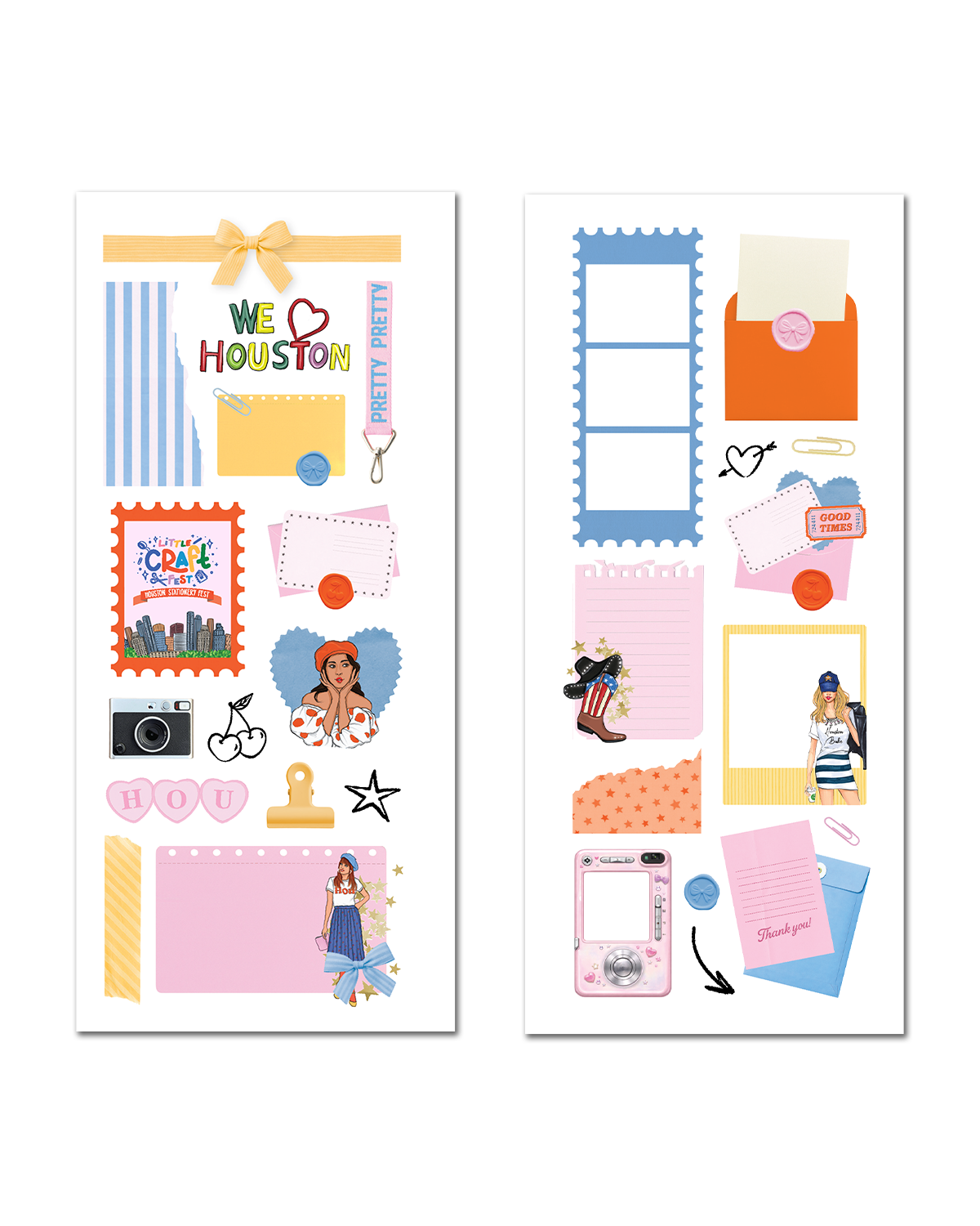 Houston city life sticker sheets with fashion and lifestyle elements
