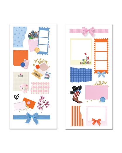 Romantic city girl journal stickers with Houston aesthetic