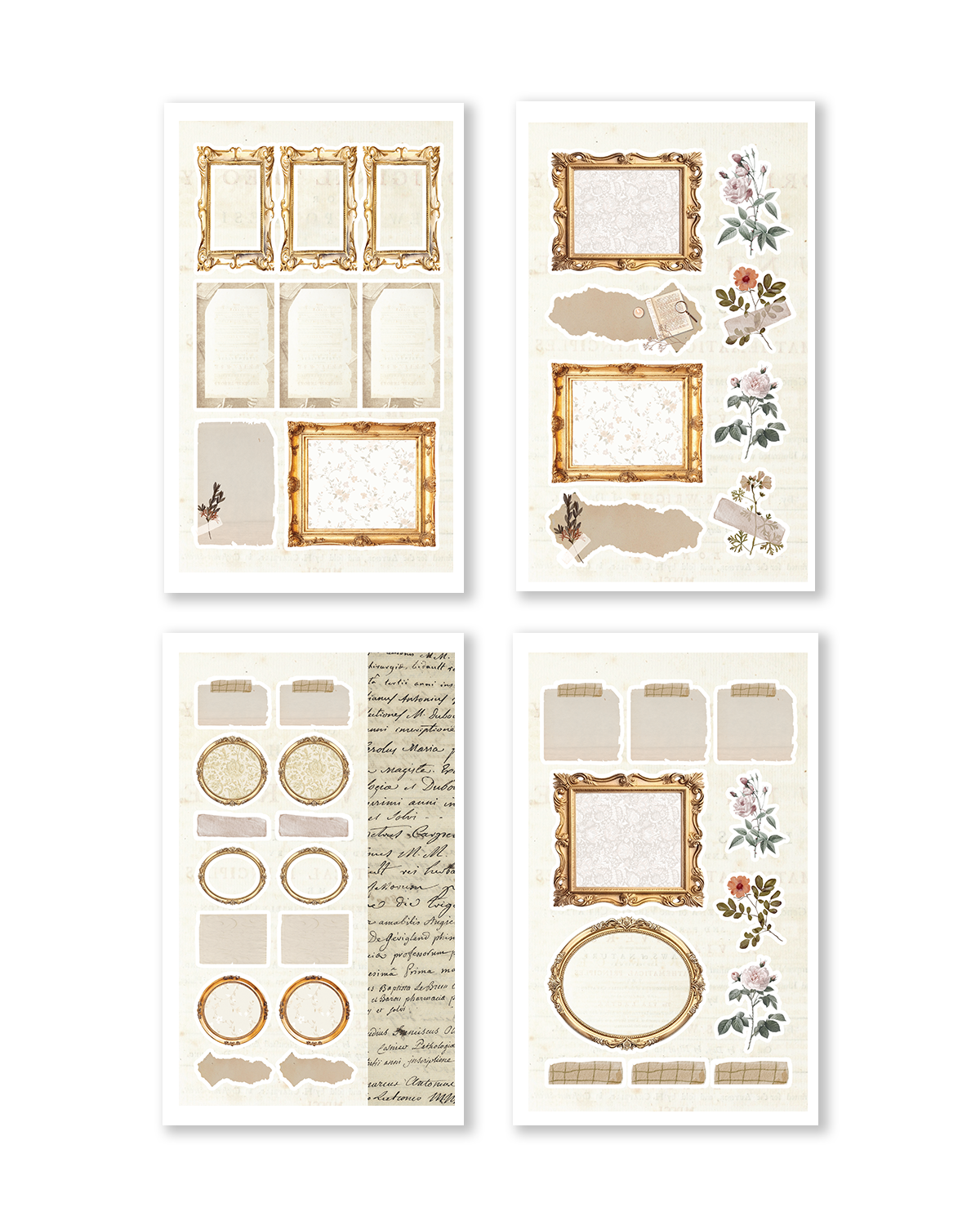 An enchanting collection of stickers showcasing unique motifs, including rustic flowers and vintage treasures for your journaling.