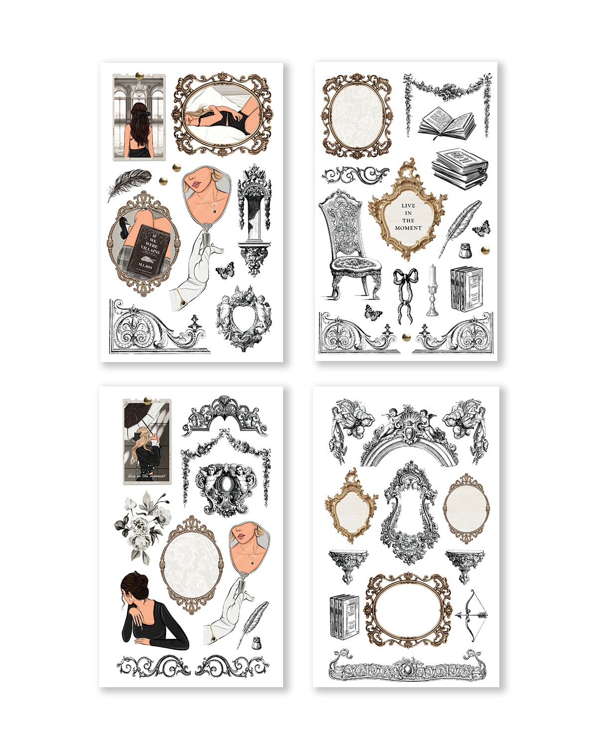 These stickers showcase beautiful designs, perfect for embellishing planners and scrapbooks.