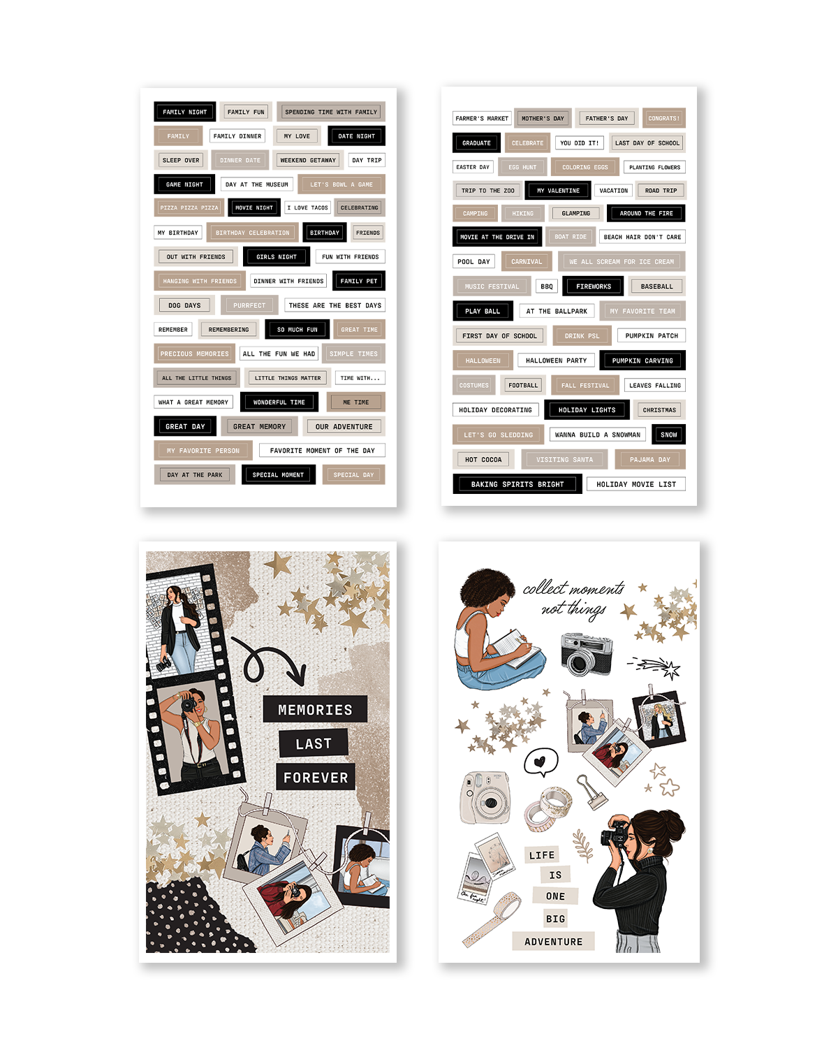 asethetic memory book stickers