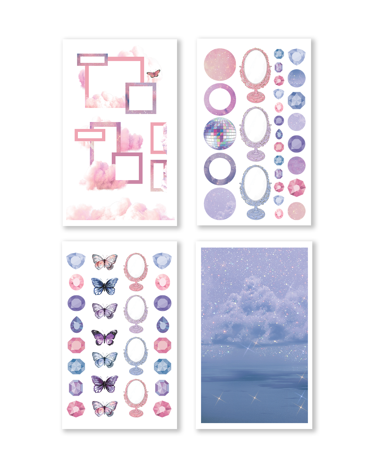 These colorful stickers showcase abstract designs and serene visuals, inspiring creativity in planners and artistic endeavors.