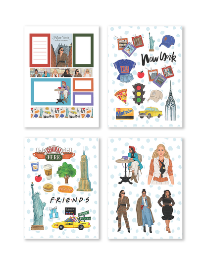 A selection of stickers featuring playful NYC-themed phrases and designs, ideal for customizing planners and journals.