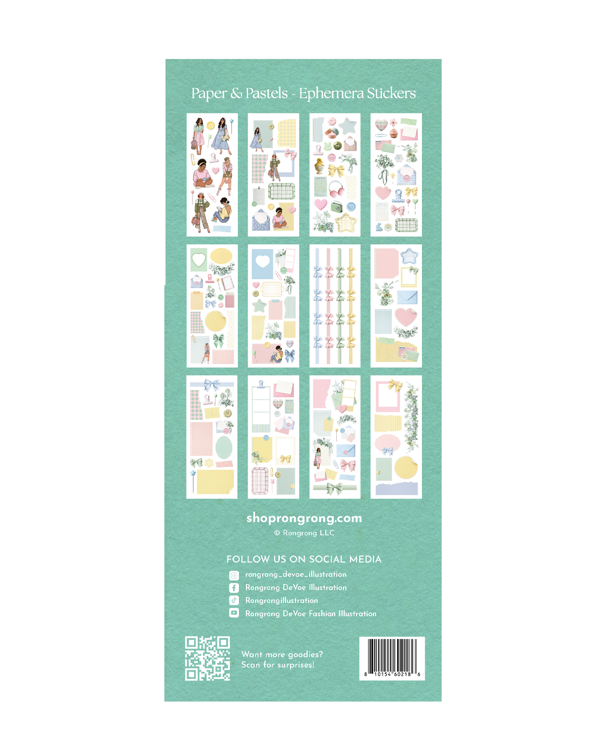 Vintage pastel ephemera stickers for junk journal spreads
