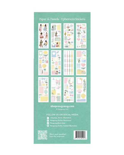 Vintage pastel ephemera stickers for junk journal spreads