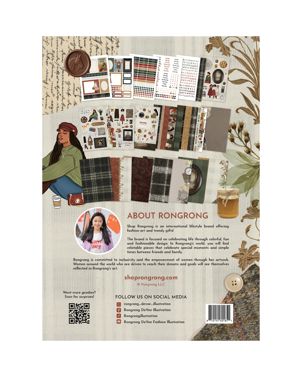 Romantic autumn aesthetic planning kit flat lay