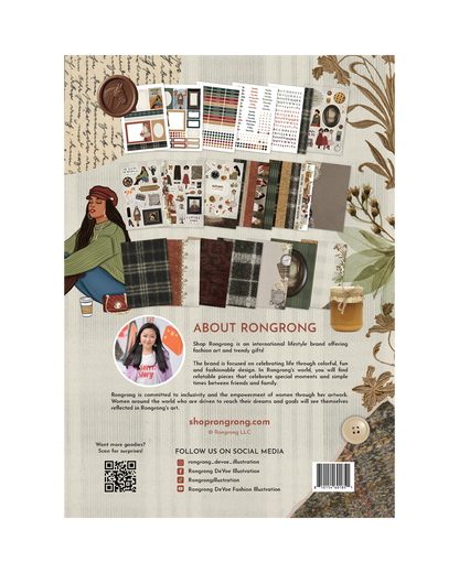 Romantic autumn aesthetic planning kit flat lay