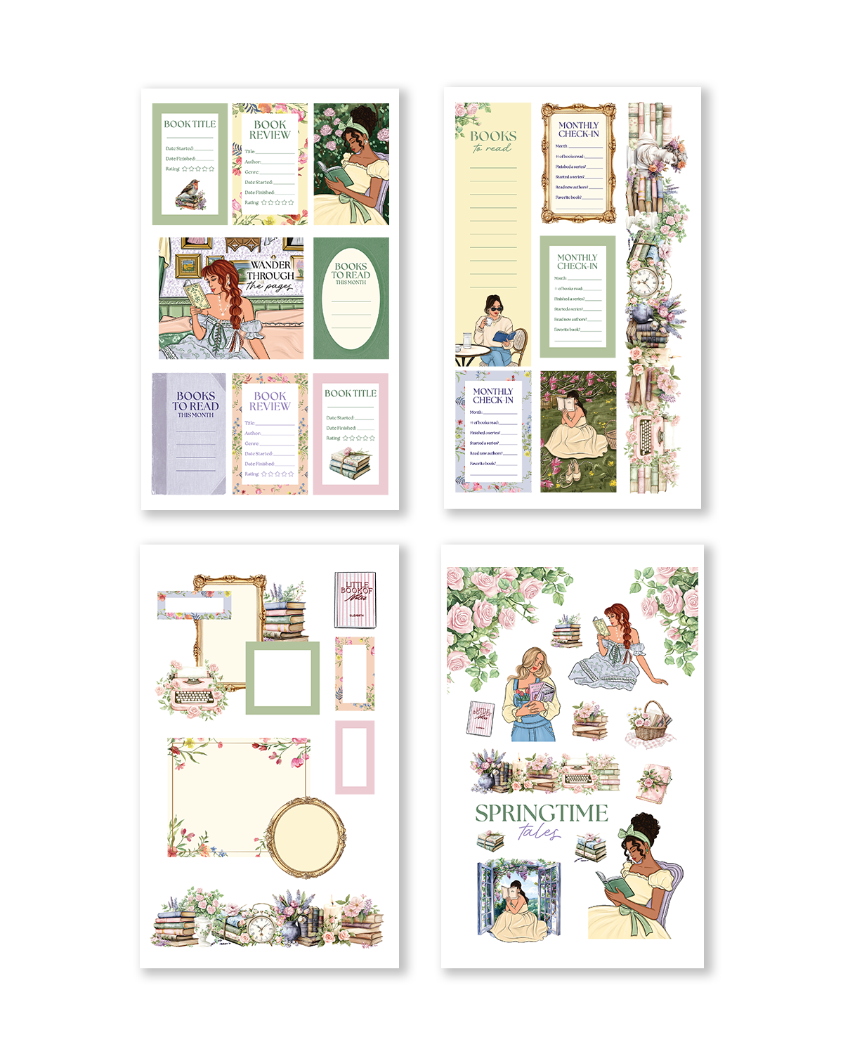 RR Seasonal Bookworm Sticker Book flatlay with seasonal reading designs