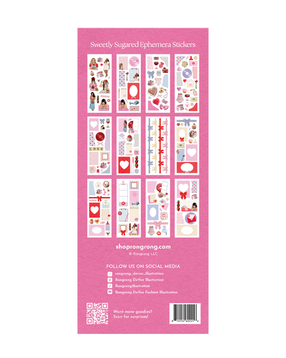 Pink aesthetic ephemera stickers for scrapbook and planner spreads