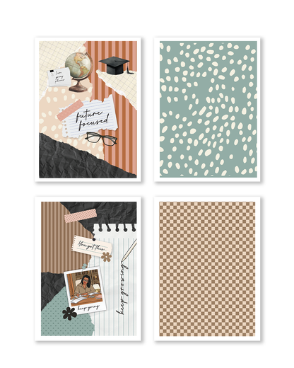 Modern academic planner stickers with warm neutral color palette