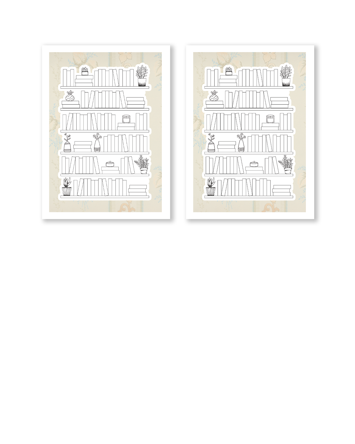 cozy reading themed stickers with shelves and novels
