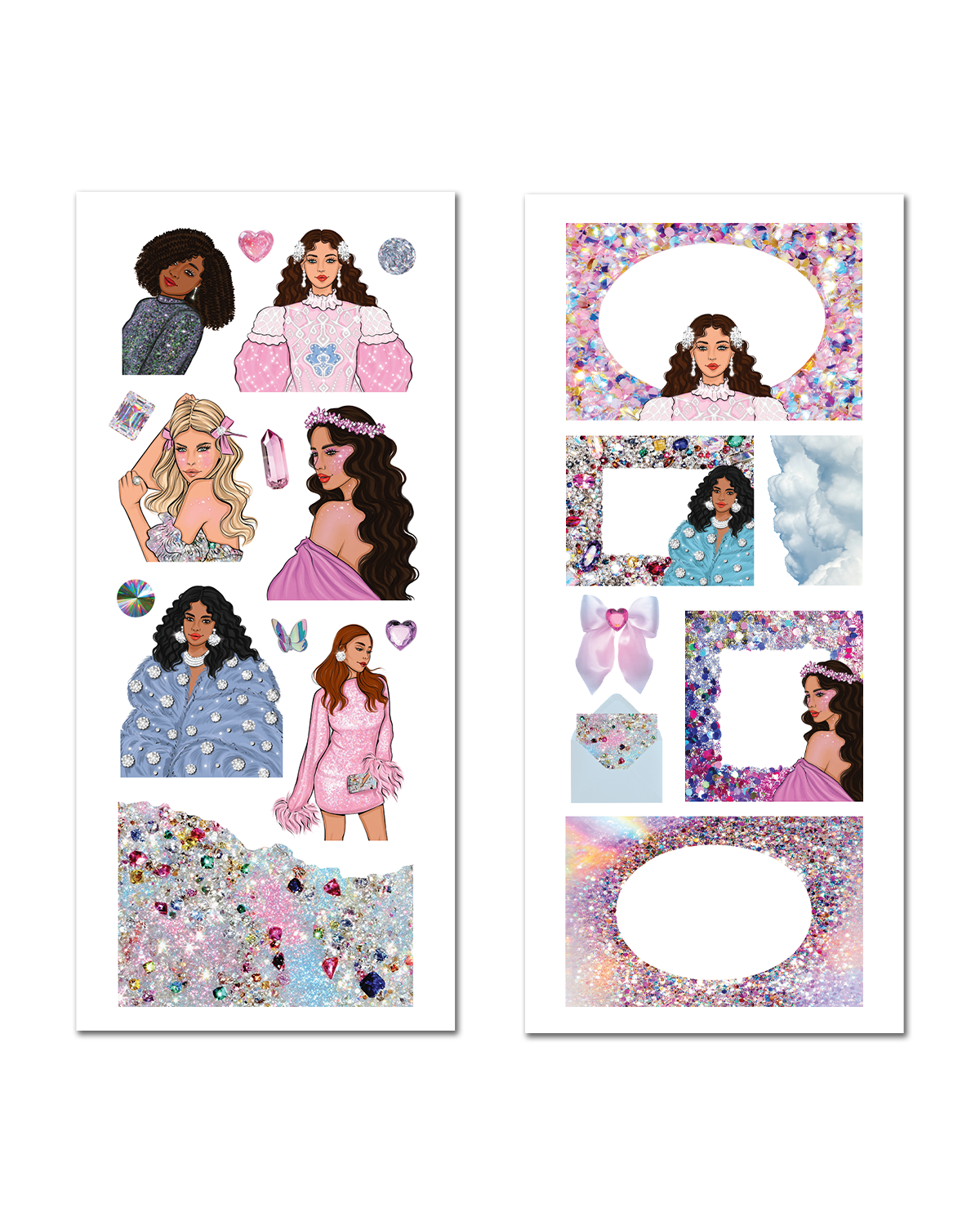 Crystal Haze ephemera sticker sheet set for junk journal