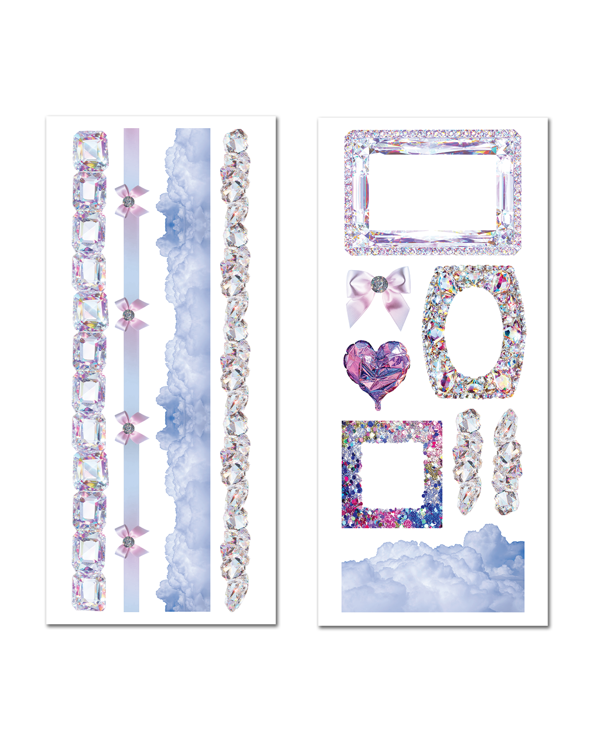 Lavender crystal ephemera stickers for junk journal spreads