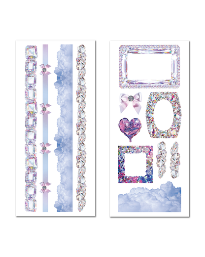 Lavender crystal ephemera stickers for junk journal spreads