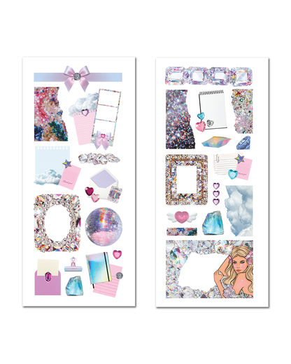 Crystal inspired sticker sheets for journaling and scrapbooking