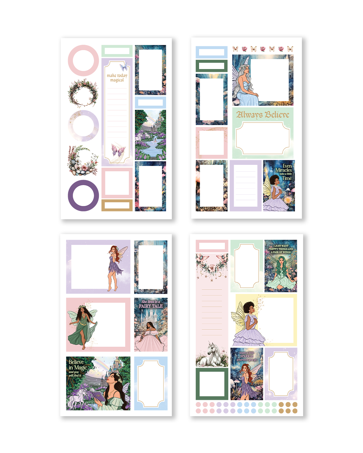 Enchanted Fairytale sticker book with castles and magical illustrations