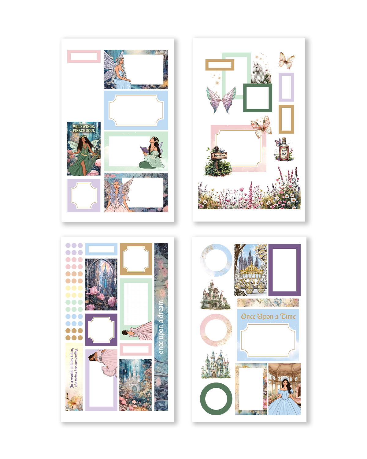 Fantasy themed planner sticker book with romantic fairytale elements