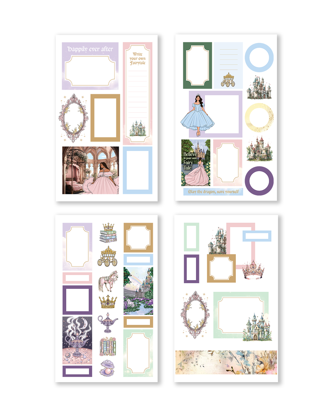 Enchanted fairytale aesthetic stickers for journaling and scrapbooking