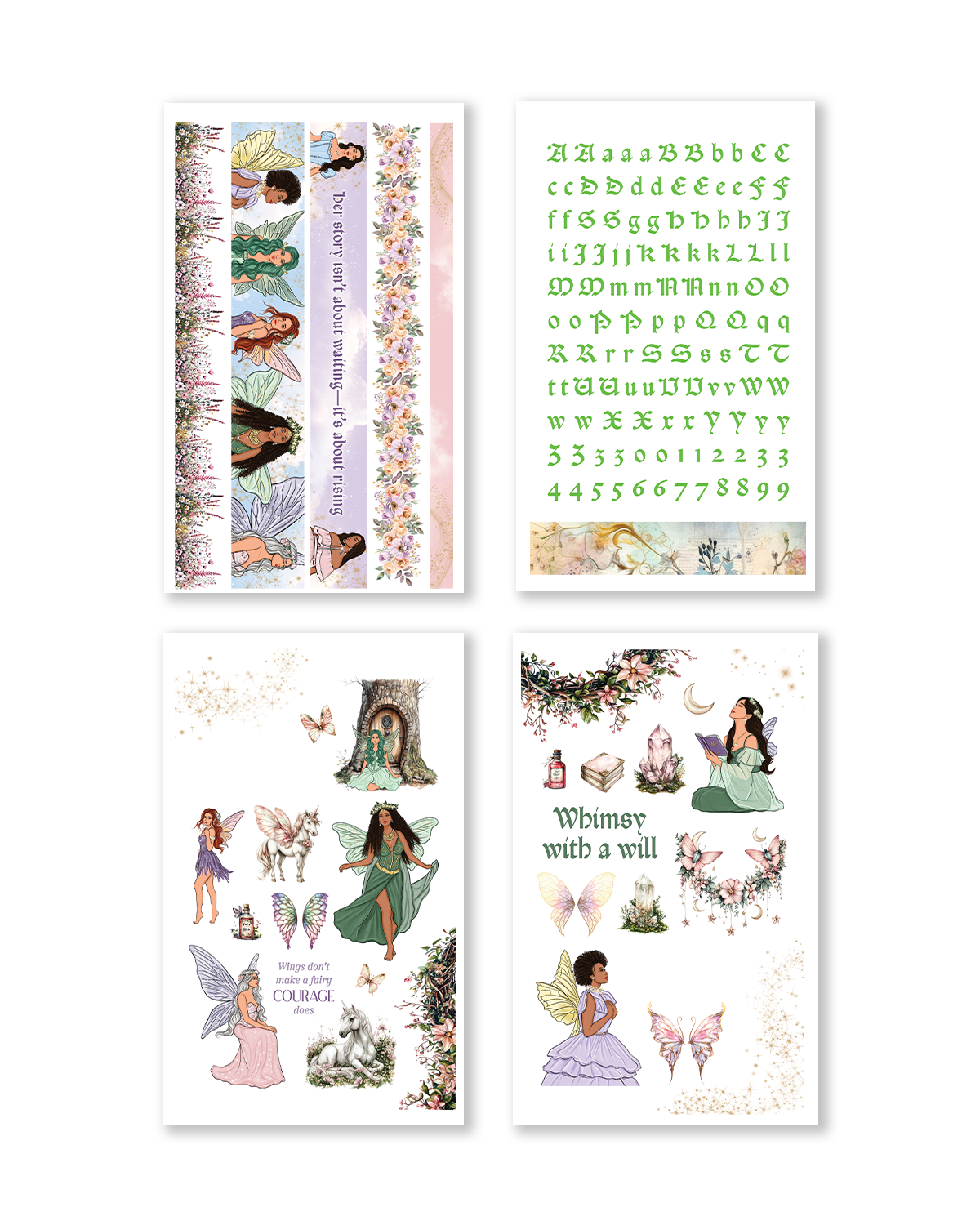 Whimsical fairytale sticker collection with florals and vintage frames