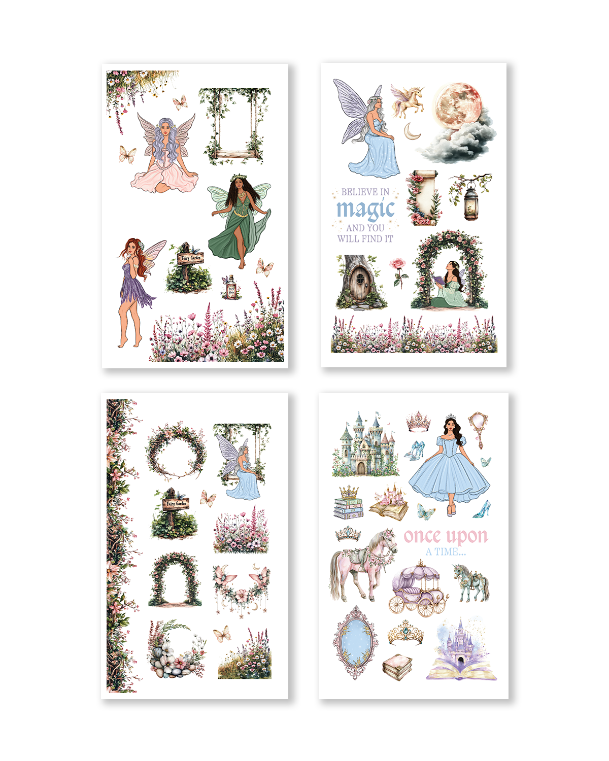 Magical castle and storybook stickers for planner decoration