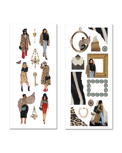 Wild Glam ephemera sticker sheet set for junk journal