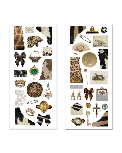 Leopard print fashion planner stickers with glam aesthetic