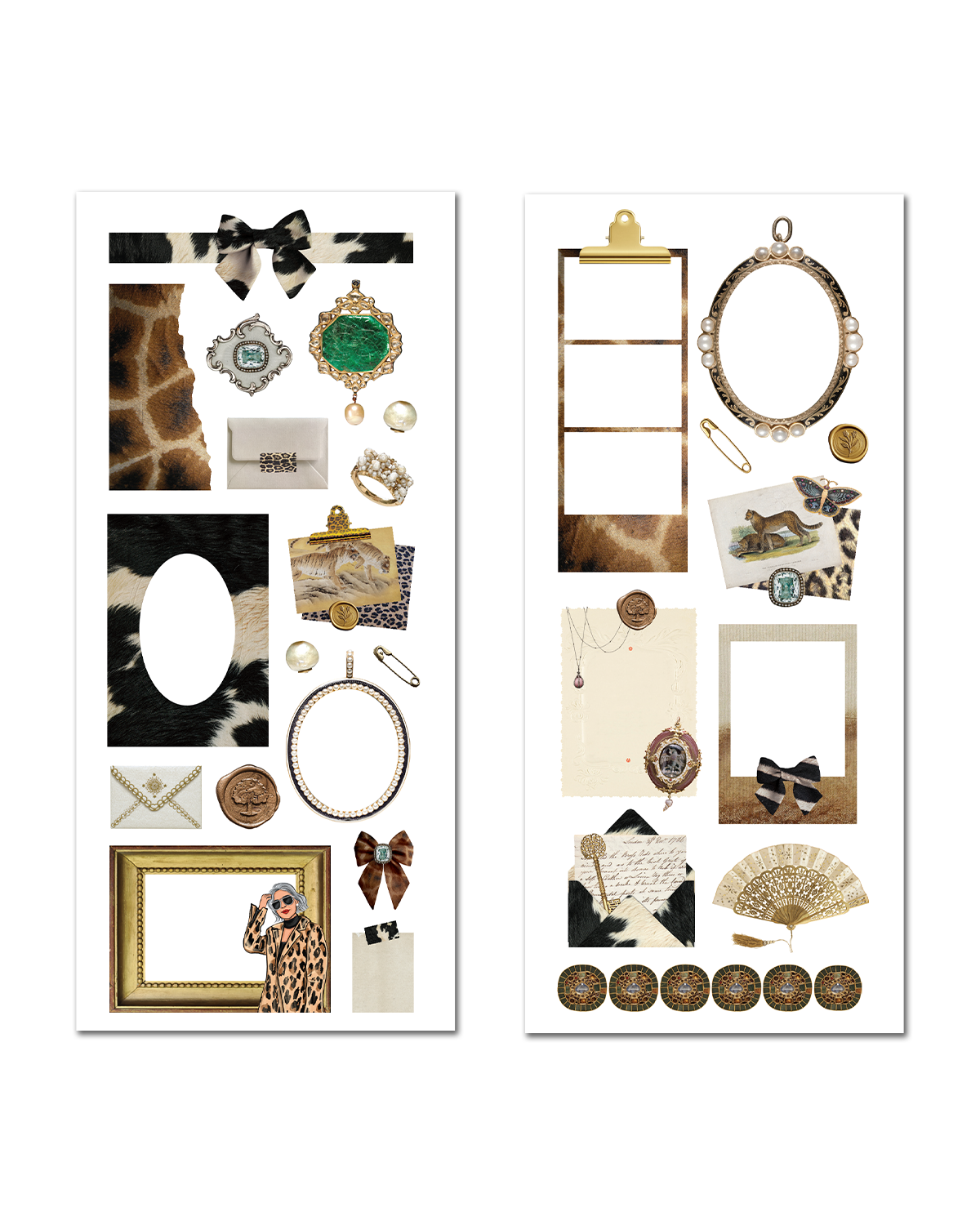 Fashion illustration sticker sheets for junk journaling