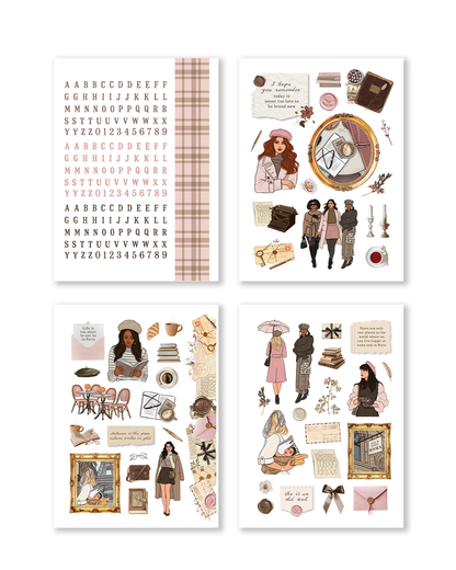 Romantic Paris journaling kit with Eiffel Tower illustration