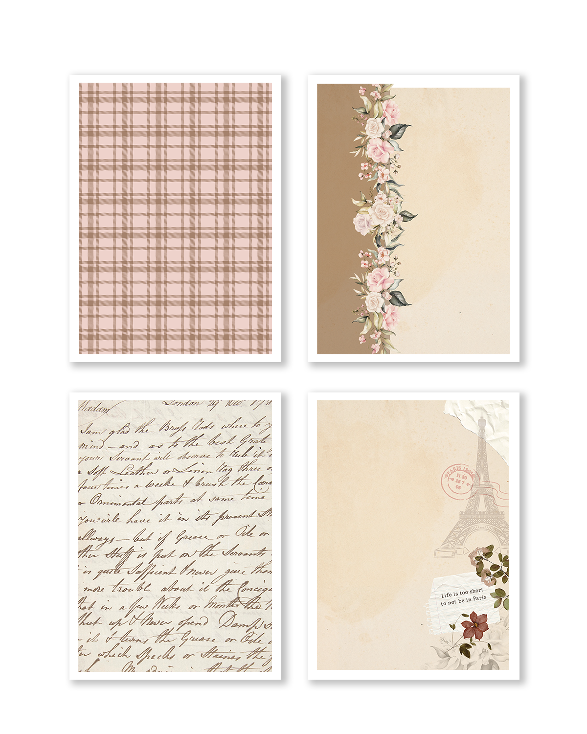 Feminine Paris aesthetic planner kit with handwritten textures