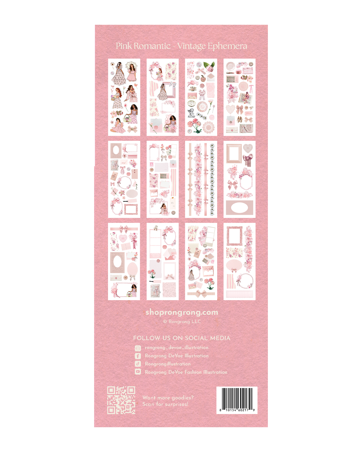 Soft pink vintage sticker collection for planner decoration