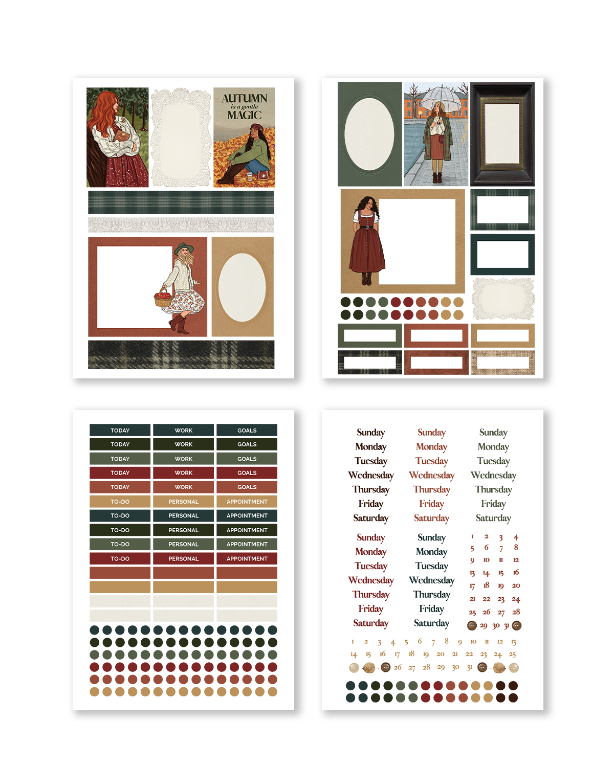 Fall planner sticker kit with storybook woodland aesthetic
