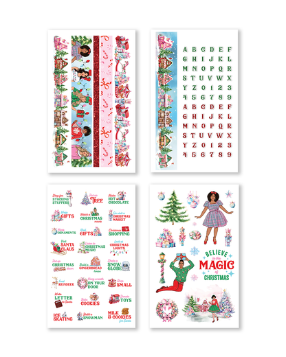 Planner stickers pastel Christmas tree and ornaments