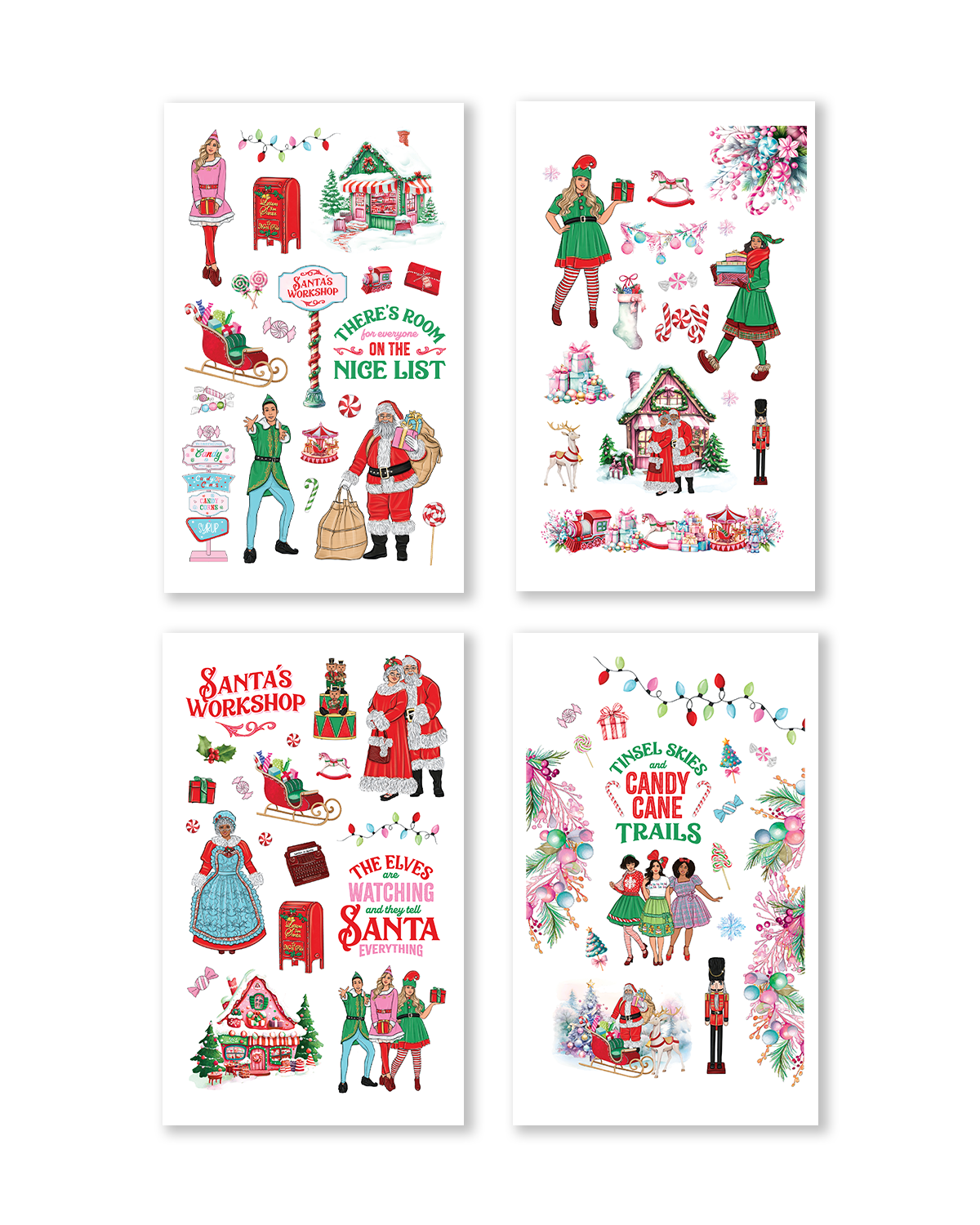 Santa’s Workshop pastel stickers for scrapbooking and journaling
