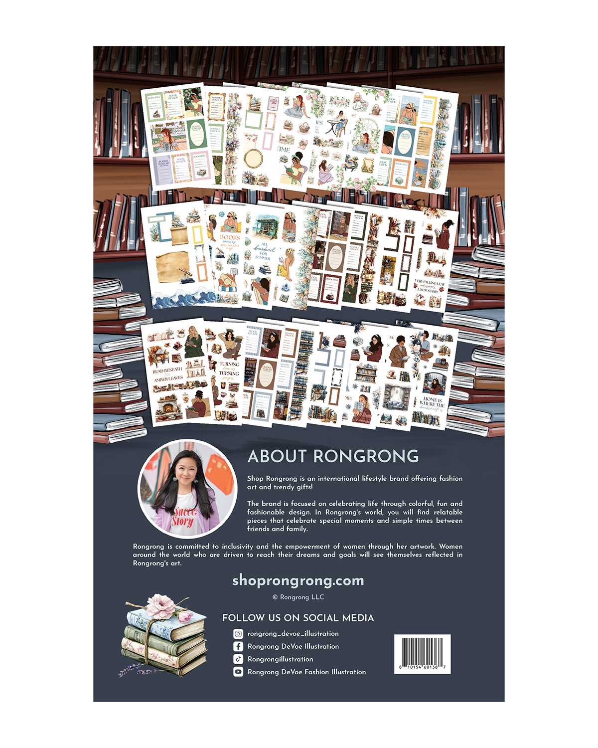 Sticker collection combining bookworm themes with four seasons