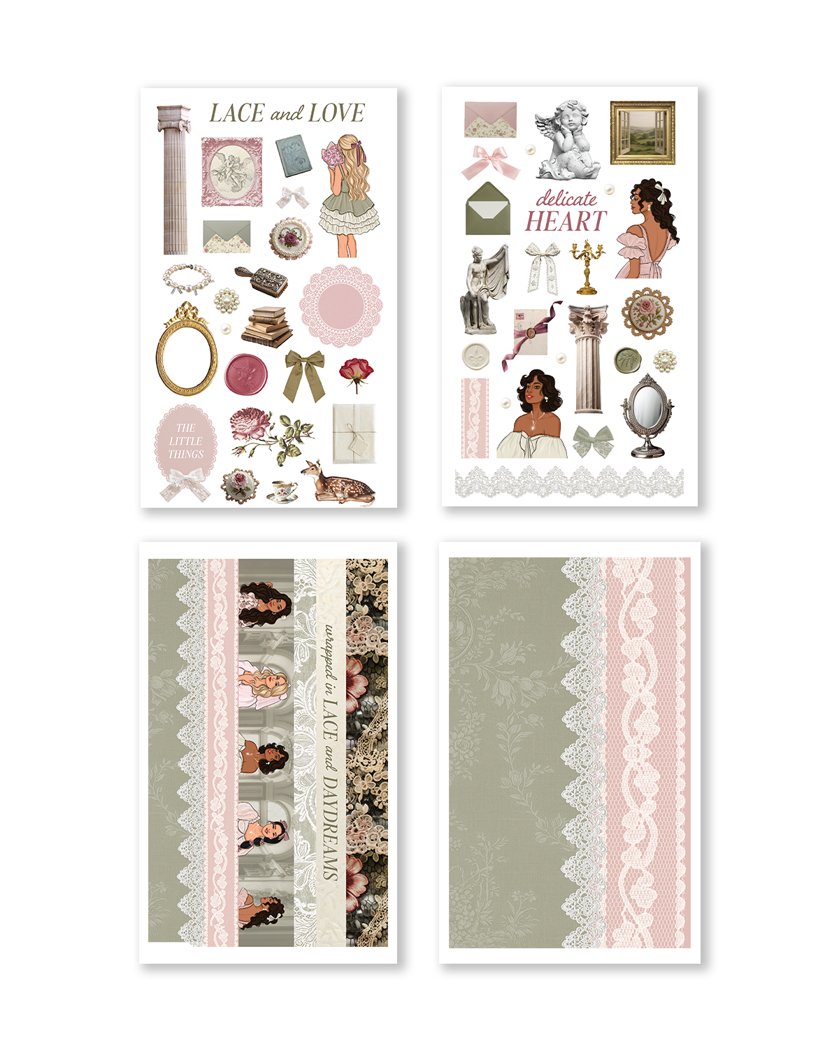 Cute feminine stickers with cupcakes, cakes, and tea elements