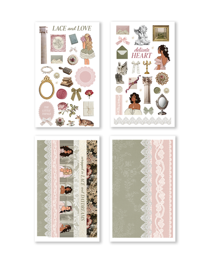 Cute feminine stickers with cupcakes, cakes, and tea elements