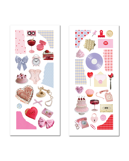 Pink cute planner stickers with cupcakes and strawberries