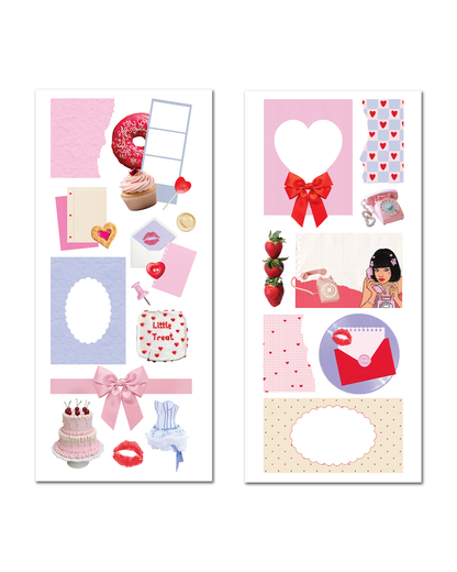 Sweet pastel sticker collection with fashion illustrations