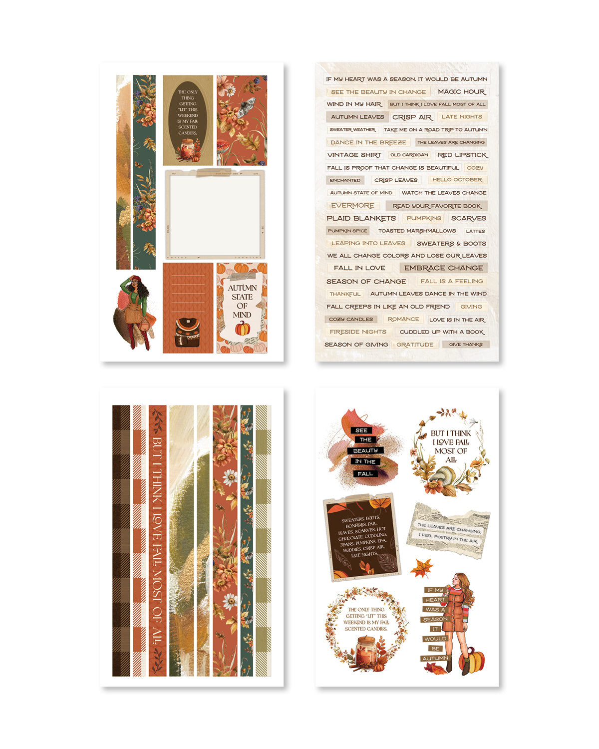 Charming stickers depicting quotes and elegant motifs, ideal for enhancing planners with a touch of sophistication.