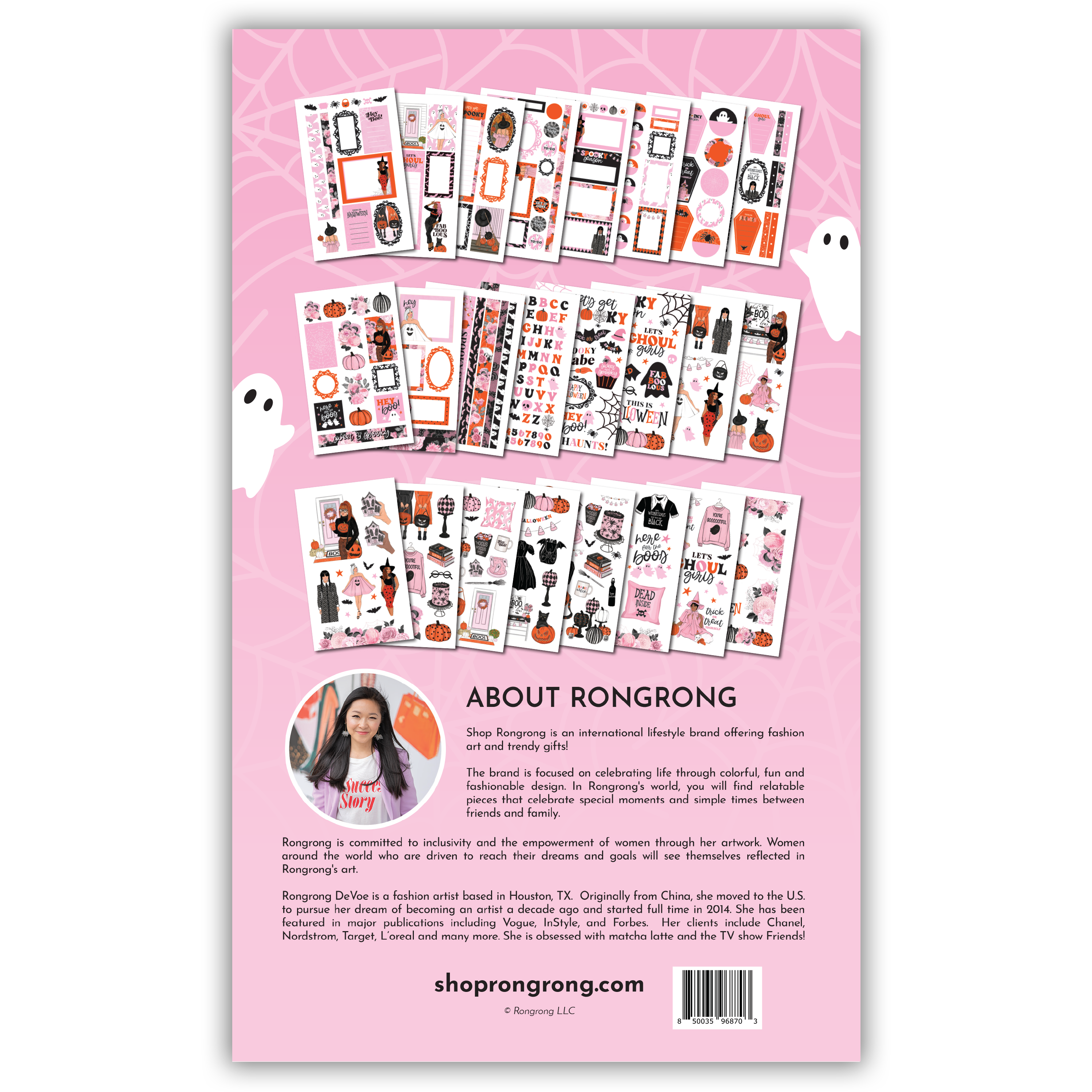 Shop Rongrong Hey Boo Sticker Book Fall 2023 Collection Back Cover