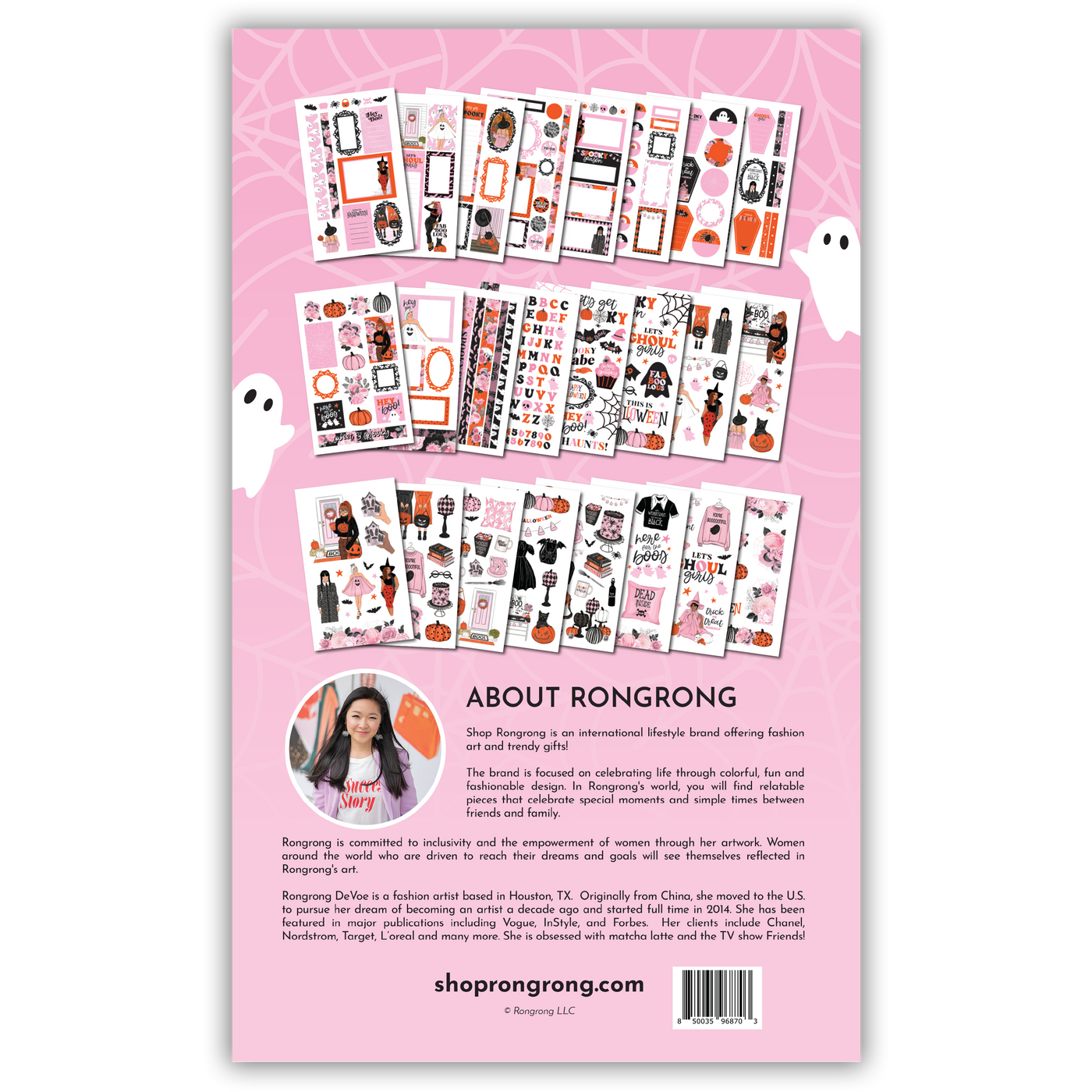 Shop Rongrong Hey Boo Sticker Book Fall 2023 Collection Back Cover