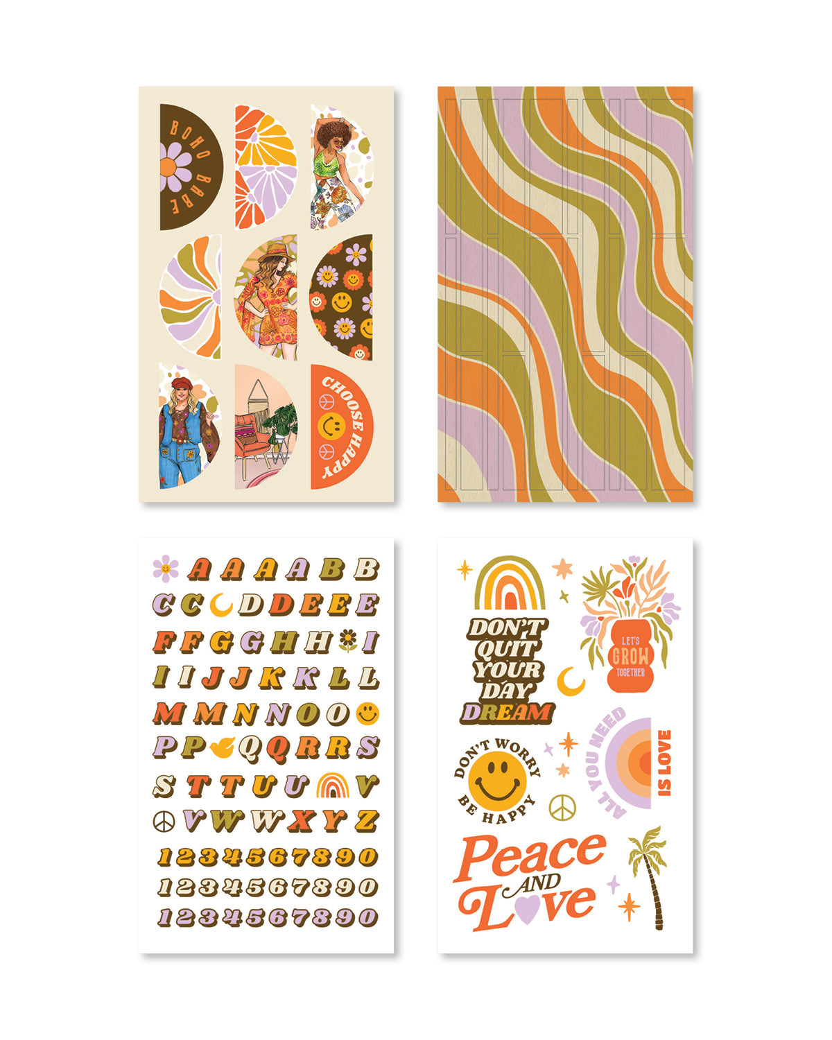Shop Rongrong Peace Love Stickers Sticker Book Flat Lay 3