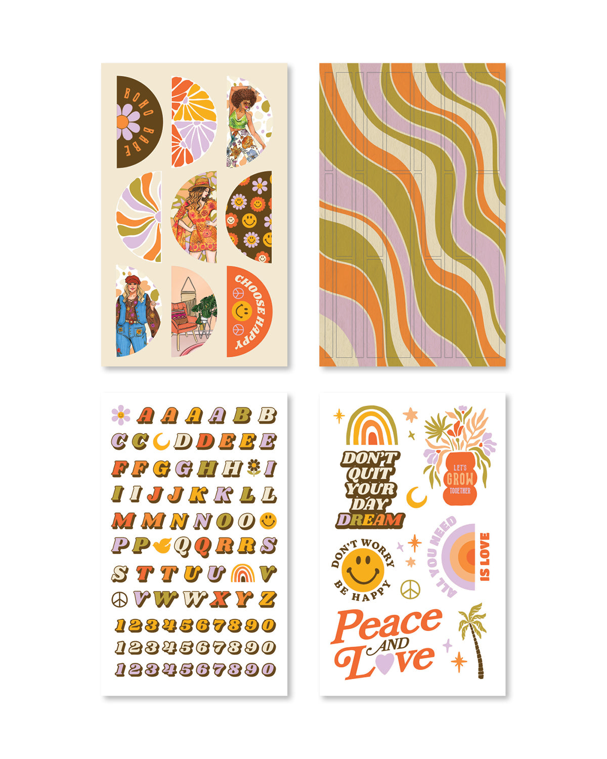 Shop Rongrong Peace Love Stickers Sticker Book Digital Download Flat Lay 3