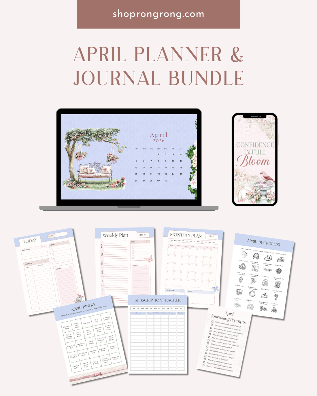 April Digital Planner &amp; Journal Bundle [DOWNLOAD]