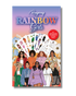 Sticker book cover featuring illustrated girls with a colorful gradient background