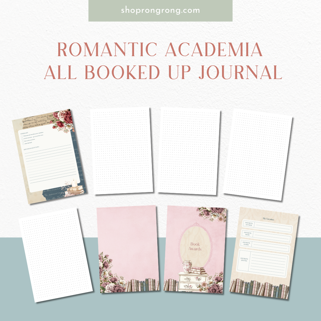 reading journal interior pages with soft feminine design